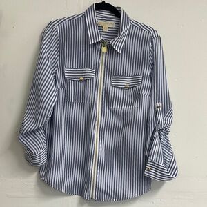 MICHAEL Michael Kors Blue and White Striped Blouse